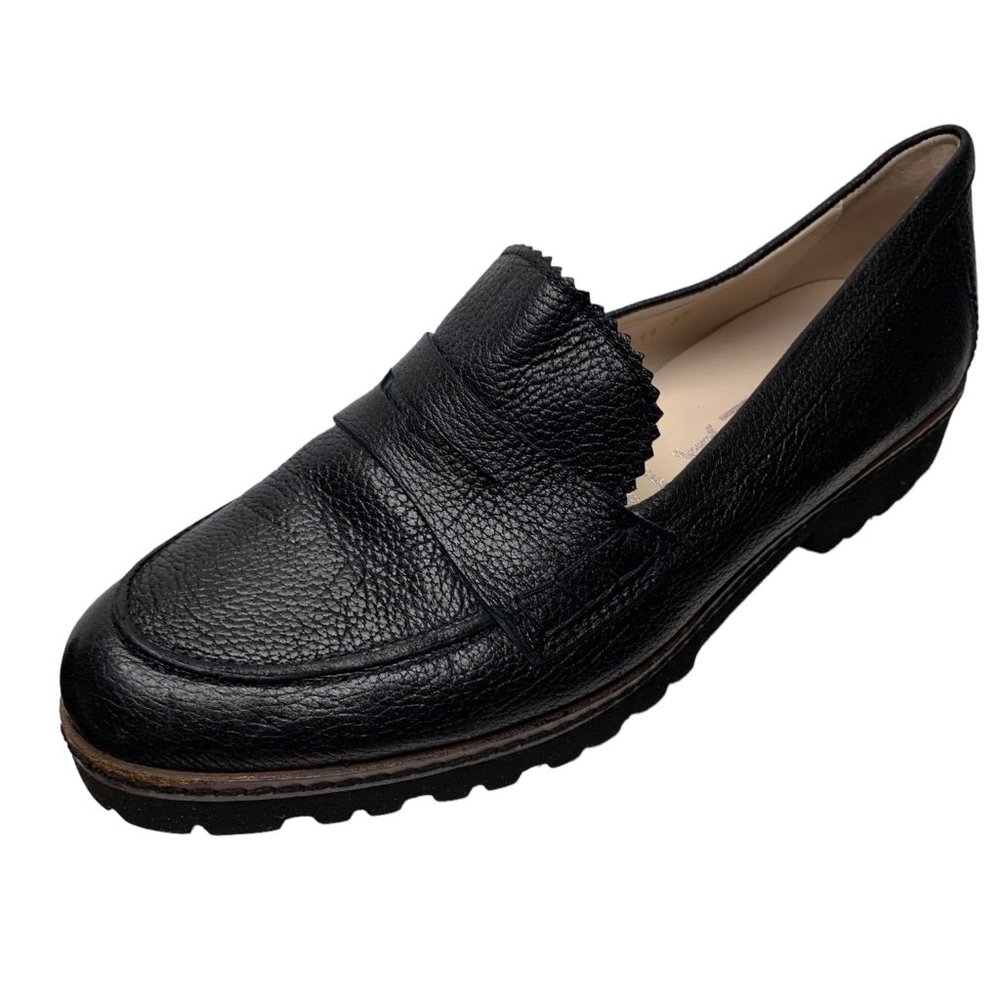 GADEA Black Textured Leather Newgel Insole Penny Loafers - Picture 4 of 12